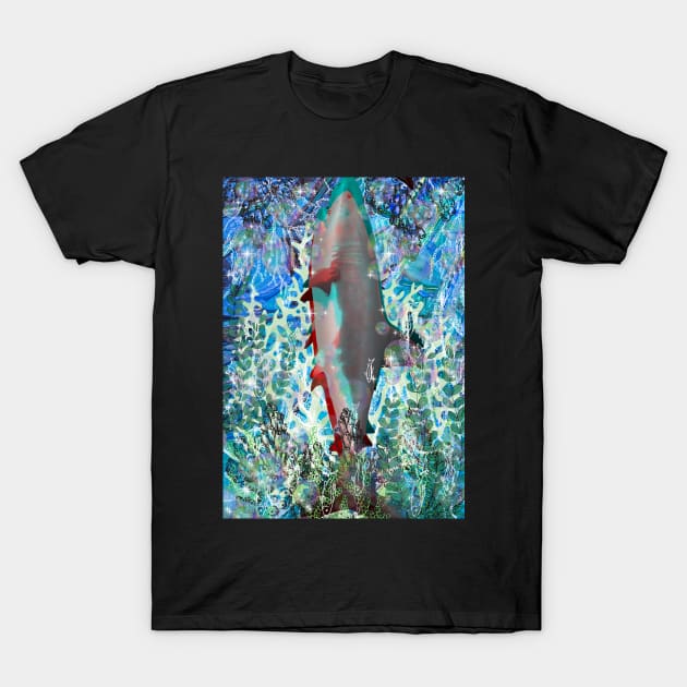 Under water shark swimming between corals. T-Shirt by FineArtMaster